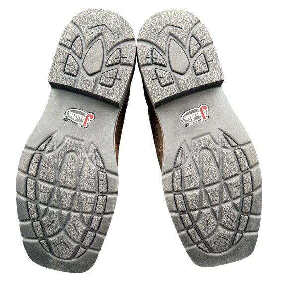 Justin Western Boots Kids Rugged Tan Buffalo 4.5D Embroidered Square Toe SK4681 - Picture 11 of 15